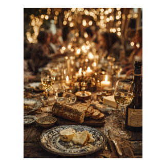 Kerzenbeleuchtetes Wein- und Brotfest Fotodruck