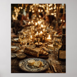 Kerzenbeleuchtetes Wein- und Brotfest Poster