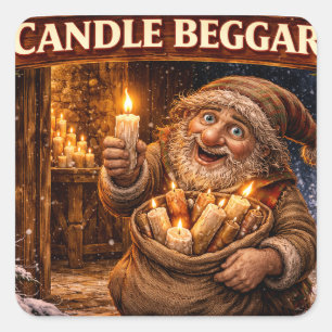 Kerzenbettler Isländischer Yule-Lad Quadratischer Aufkleber