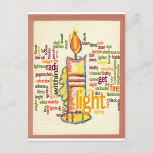Kerzenflamme Wortwolken-Kunstprint Postkarte