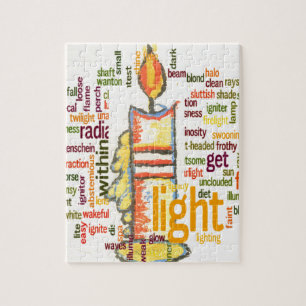 Kerzenflamme Wortwolken-Kunstprint Puzzle