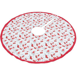 Kerzenleuchten, Geschenke und Weihnachtsmannmützen Polyester Weihnachtsbaumdecke