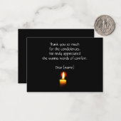 Kerzenlicht auf Schwarz nach Beerdigung Danke Mitteilungskarte (Vorderseite/Rückseite Beispiel)