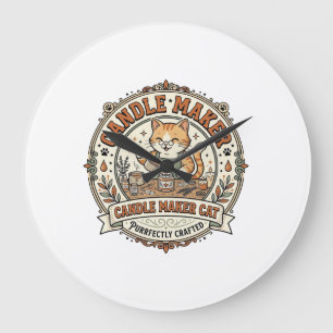 Kerzenmacher Katze Kerzenmacher Katze Vintage Vekt Große Wanduhr