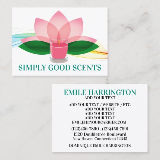 Kerzenmacherei, Wellness-Center, Einzelhandelsgesc Visitenkarte (Vorne/Hinten)