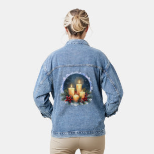 Kerzenschein zu Weihnachten mit Poinsettien Jeansjacke