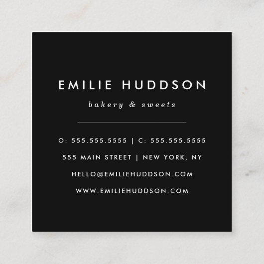 Kerzenständer, Süßigkeiten, Kuchenladen, Konditore Quadratische Visitenkarte (Rückseite)