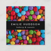 Kerzenständer, Süßigkeiten, Kuchenladen, Konditore Quadratische Visitenkarte (Vorderseite)