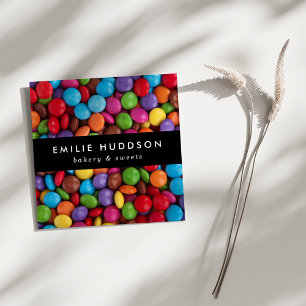 Kerzenständer, Süßigkeiten, Kuchenladen, Konditore Quadratische Visitenkarte