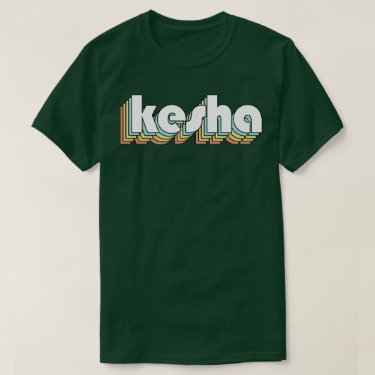 Kesha Retro Rainbow Typografie Faded Style T-Shirt (Design vorne)