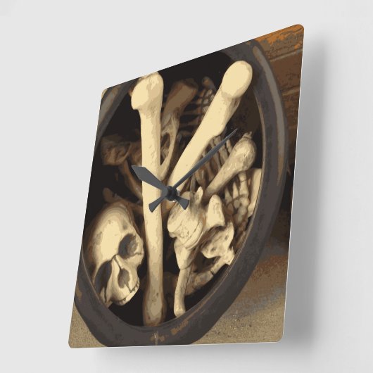 Kessel der Knochen Quadratische Wanduhr (Winkel)
