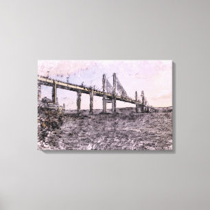 Kessock Bridge Inverness Künstlerische Aquarellmal Leinwanddruck