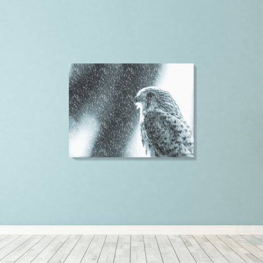 Kestrel im Schneesturm Leinwanddruck (Insitu (Holzboden))