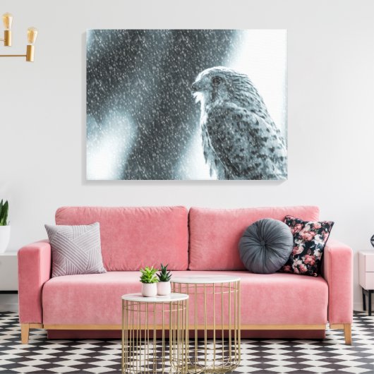 Kestrel im Schneesturm Leinwanddruck (Insitu (Wohnzimmer))