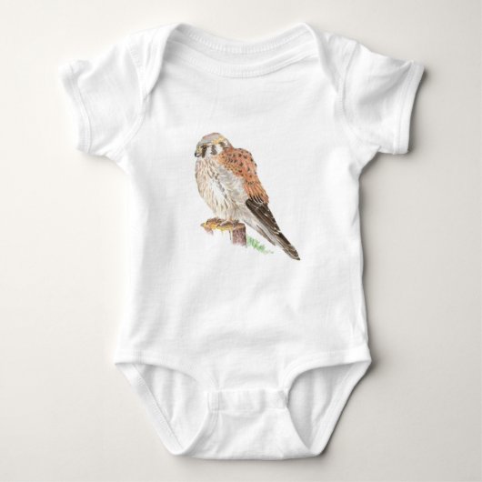 Kestrel Sparrow Hawk, Watercolor Bird Baby Strampler (Vorderseite)