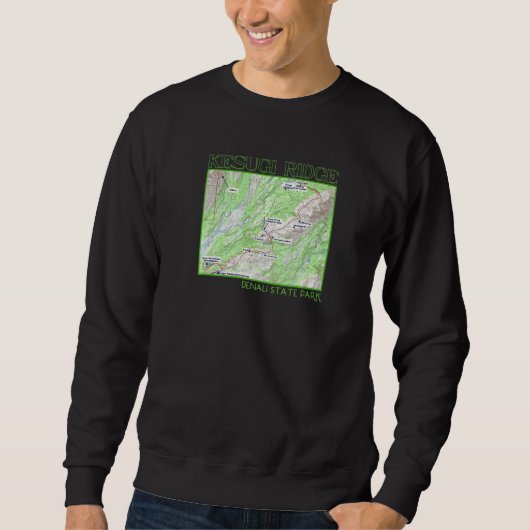 Kesugi Ridge Hiking Map Denali State Park Alaska S Sweatshirt (Vorderseite)