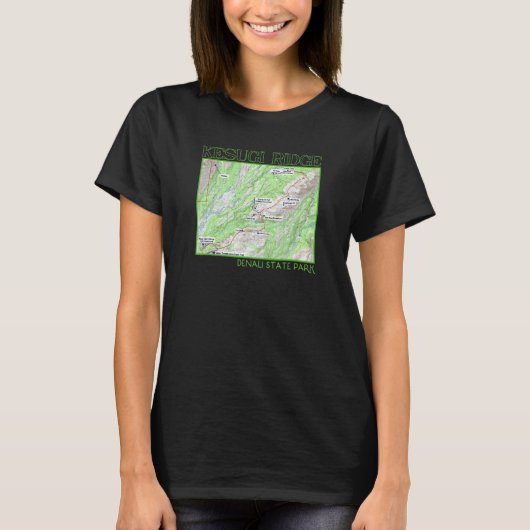 Kesugi Ridge Hiking Map Denali State Park Alaska S T-Shirt (Vorderseite)
