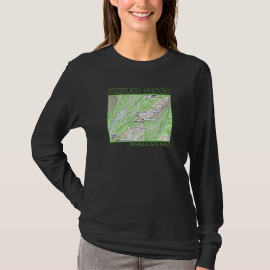 Kesugi Ridge Hiking Map Denali State Park Alaska S T-Shirt (Vorderseite)