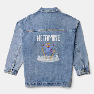 Ketamine Skiing Jumping Bär Weiß Jeansjacke