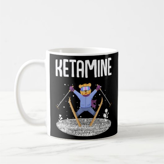 Ketamine Skiing Jumping Bär Weiß Kaffeetasse (Links)