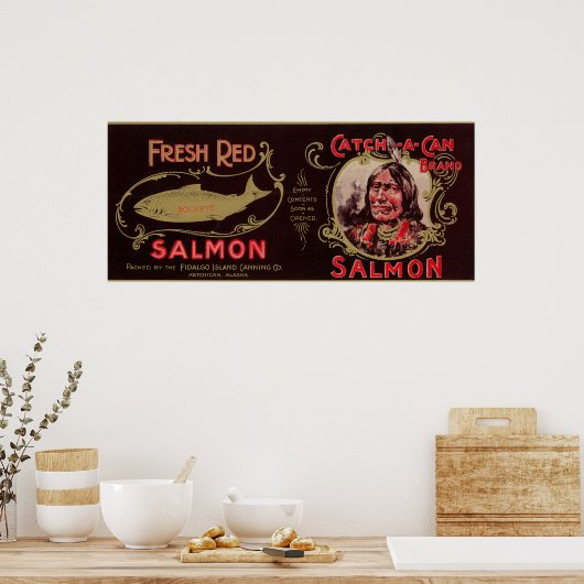 Ketchican, Alaska - Fang-A-Can-Lachs-Label Poster (Küche)