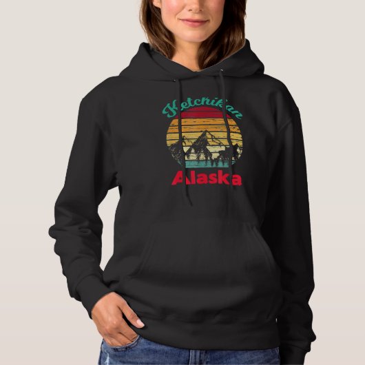 Ketchikan Alaska Bergkulisse Retro Vintag Hoodie (Vorderseite)