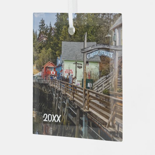 Ketchikan, Alaska, Creek Street, Ornament Aus Glas (Vorderseite links)