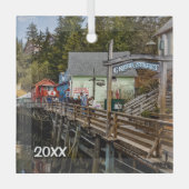 Ketchikan, Alaska, Creek Street, Ornament Aus Glas (Vorderseite)