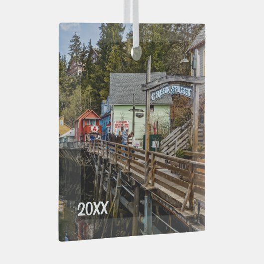 Ketchikan, Alaska, Creek Street, Ornament Aus Glas (Vorderseite Rechts)