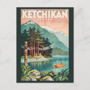 Ketchikan Alaska Fluss Illustration Reise Kunst Postkarte