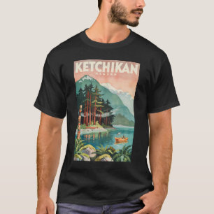 Ketchikan Alaska Fluss Illustration Reise Kunst T-Shirt