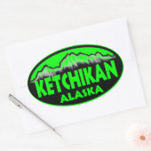 Ketchikan Alaska grüne ovale Aufkleber (Umschlag)