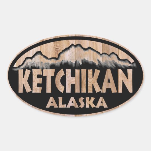 Ketchikan Alaska Holzschild ovale Aufkleber (Vorderseite)