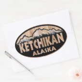 Ketchikan Alaska Holzschild ovale Aufkleber (Umschlag)