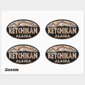 Ketchikan Alaska Holzschild ovale Aufkleber (Blatt)