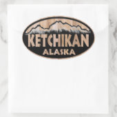 Ketchikan Alaska Holzschild ovale Aufkleber (Tasche)