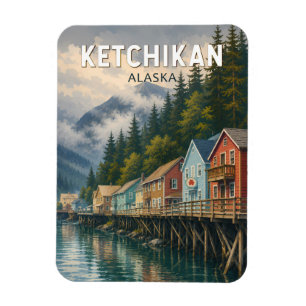 Ketchikan Alaska Illustration Reise Kunst Vintage Magnet