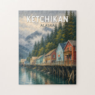 Ketchikan Alaska Illustration Reise Kunst Vintage Puzzle