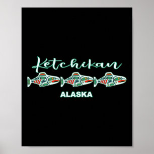 Ketchikan Alaska Native Art Lachsfischerei Hauptst Poster