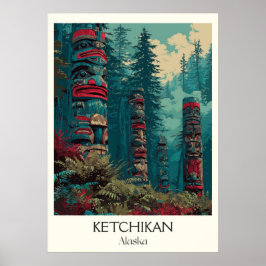 Ketchikan Alaska Totem Poles Forest Poster