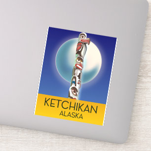 Ketchikan Alaska Totempfahl-Reiseposter Aufkleber