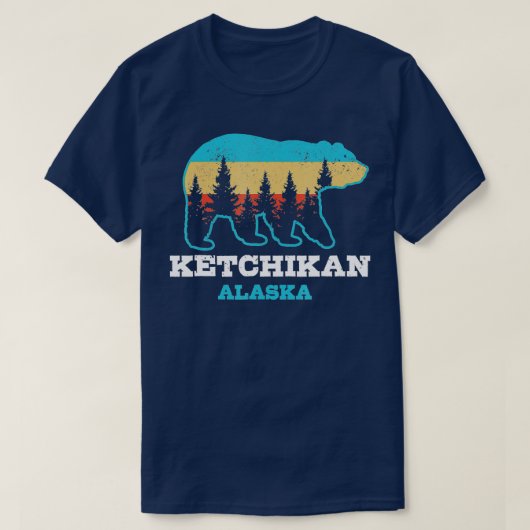 Ketchikan Alaska Vintag Grizzly Bären Naturel T-Shirt (Design vorne)