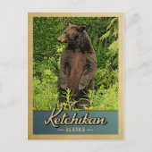 Ketchikan Alaska Vintage Travel Bear Postkarte (Vorderseite)