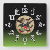Ketchup Eater Vampire Bats Quadratische Wanduhr (Vorderseite)