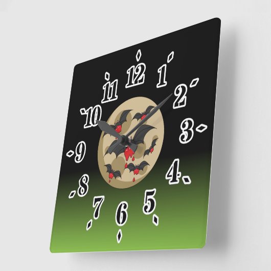Ketchup Eater Vampire Bats Quadratische Wanduhr (Winkel)