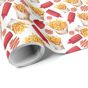 Ketchup & Fries Wrapping Paper Geschenkpapier
