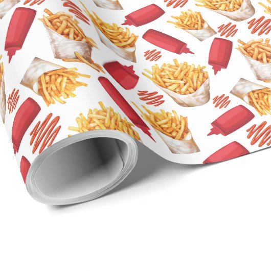Ketchup & Fries Wrapping Paper Geschenkpapier (Rolleneckpunkt)