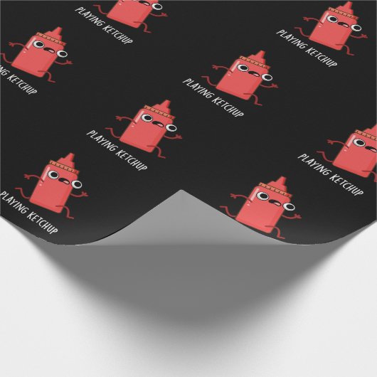 Ketchup Funny Sauce Pun Dark BG Geschenkpapier (Ecke)