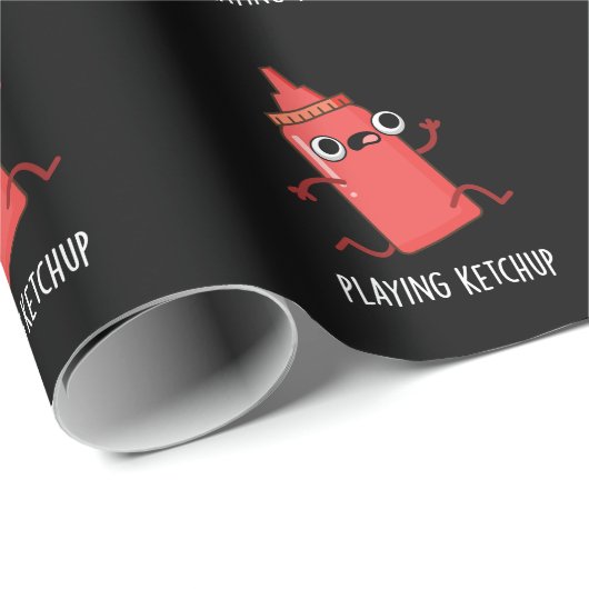 Ketchup Funny Sauce Pun Dark BG Geschenkpapier (Rolleneckpunkt)