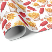 Ketchup & Pommes Frites Geschenkpapier (Rolleneckpunkt)